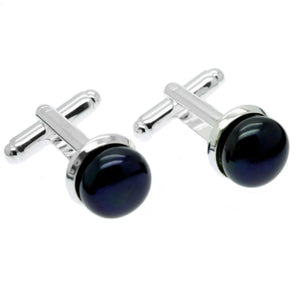 Black Pearl & Sterling Silver Cufflinks