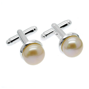 Pink Pearl & Sterling Silver Cufflinks