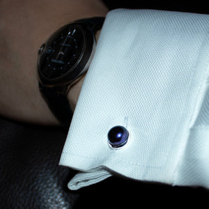 Black Pearl & Sterling Silver Cufflinks