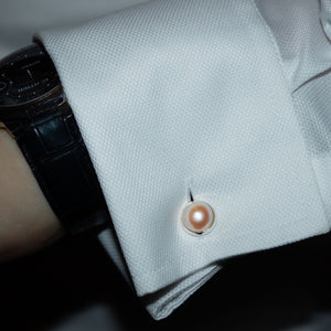 Pink Pearl & Sterling Silver Cufflinks