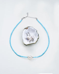 Minimalist Turquoise & Pearl Necklace