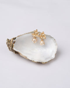 Golden Bloom Rice Pearl Earrings