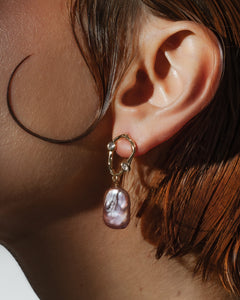 Pink Abstract Baroque Pearl Earring