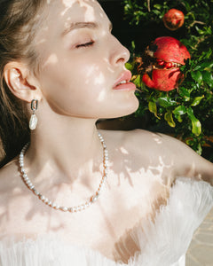 White Geometric Baroque Earrings
