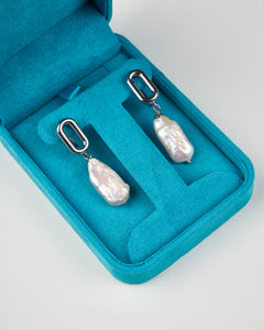 White Geometric Baroque Earrings
