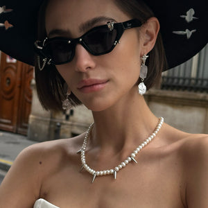 Celestial Silver Druzy & Coin Pearl Earrings
