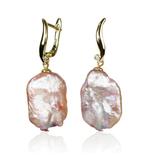 Blush Wave Baroque Pearl Earrings