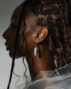 Mayfair Pearls statement baroque earrings in sterling silver, bridal style.
