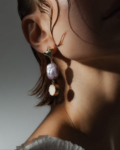 Elegant bridal baroque pearl and druzy earrings from Mayfair Pearls. Gifts for her. 